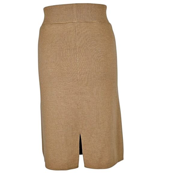 Sonia by Sonia Rykiel Merino Wool Pencil Skirt Camel Brown Split Back LRG Career - Picture 2 of 7